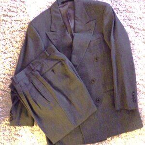 BOSS Hugo Boss Mens Double Breasted Suit Size 48 32X30 Gray Celsius Omega Formal